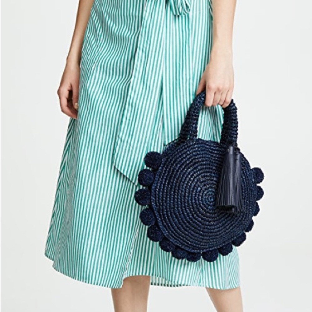 Loeffler Randall Black Round Circle straw bag